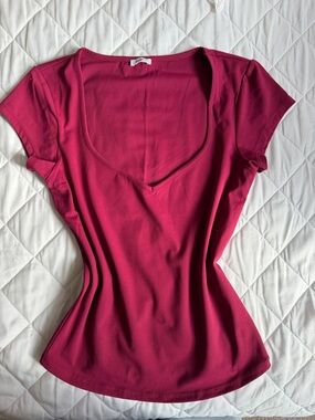 Garage Deep Raspberry Scoop Neck Tee